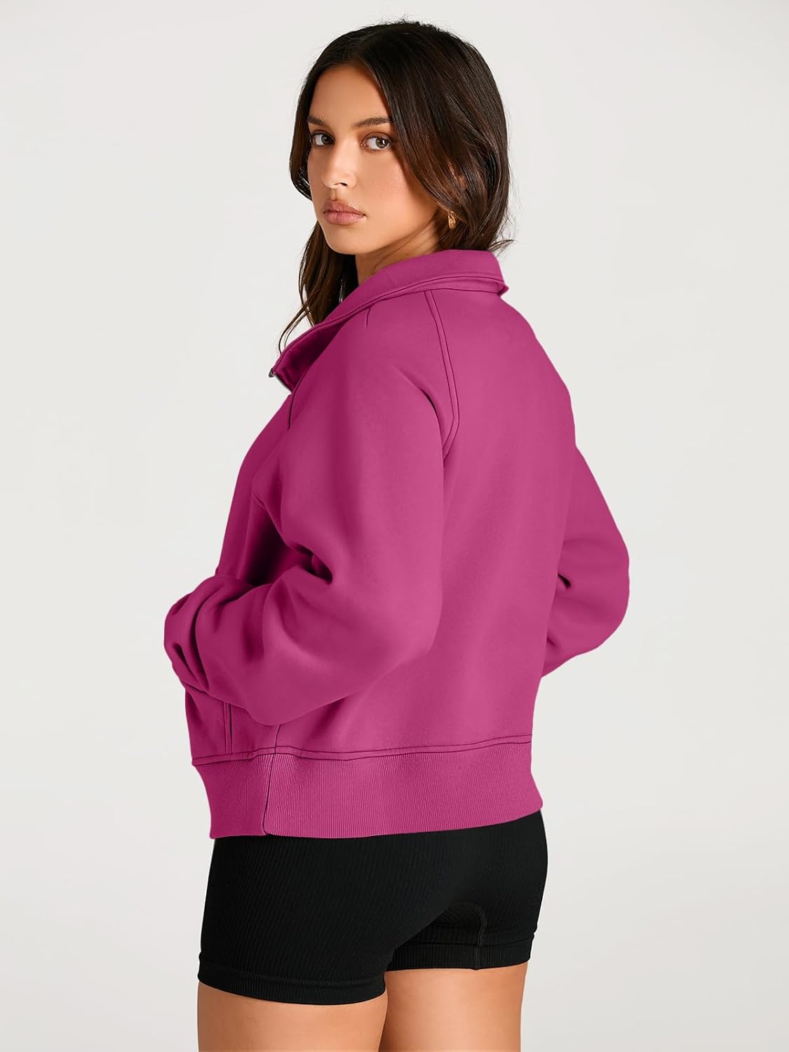 Womens Sweatshirts Half Zip Cropped Pullover Fleece Hoodies Outfits Clothes - Picture 83 of 216