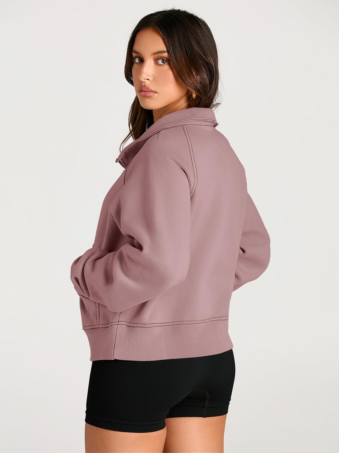 Womens Sweatshirts Half Zip Cropped Pullover Fleece Hoodies Outfits Clothes - Picture 107 of 216