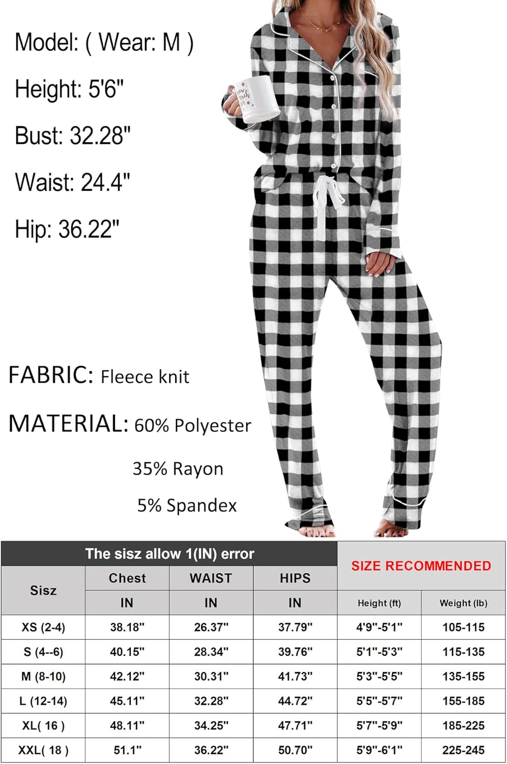 Women's Pajama Sets Long Sleeve Button Down Sleepwear Nightwear Soft Lounge Sets - Picture 49 of 169