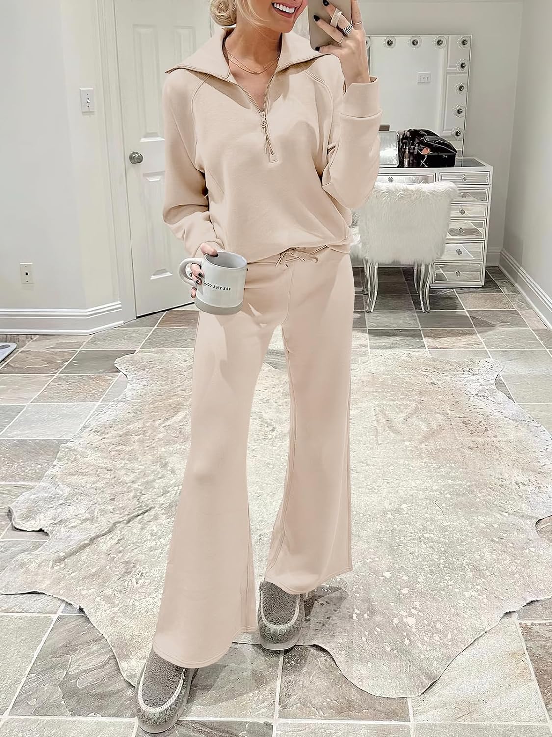 Women Outfits Sweatsuit Sweatshirt Sweatpant Tracksuit Sweat Lounge Matching Set - Picture 32 of 211