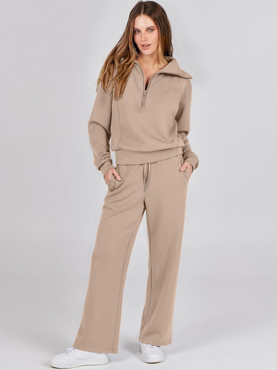 Women Outfits Sweatsuit Sweatshirt Sweatpant Tracksuit Sweat Lounge Matching Set - Picture 34 of 211