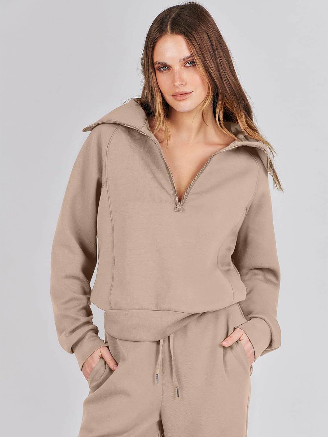 Women Outfits Sweatsuit Sweatshirt Sweatpant Tracksuit Sweat Lounge Matching Set - Picture 37 of 211
