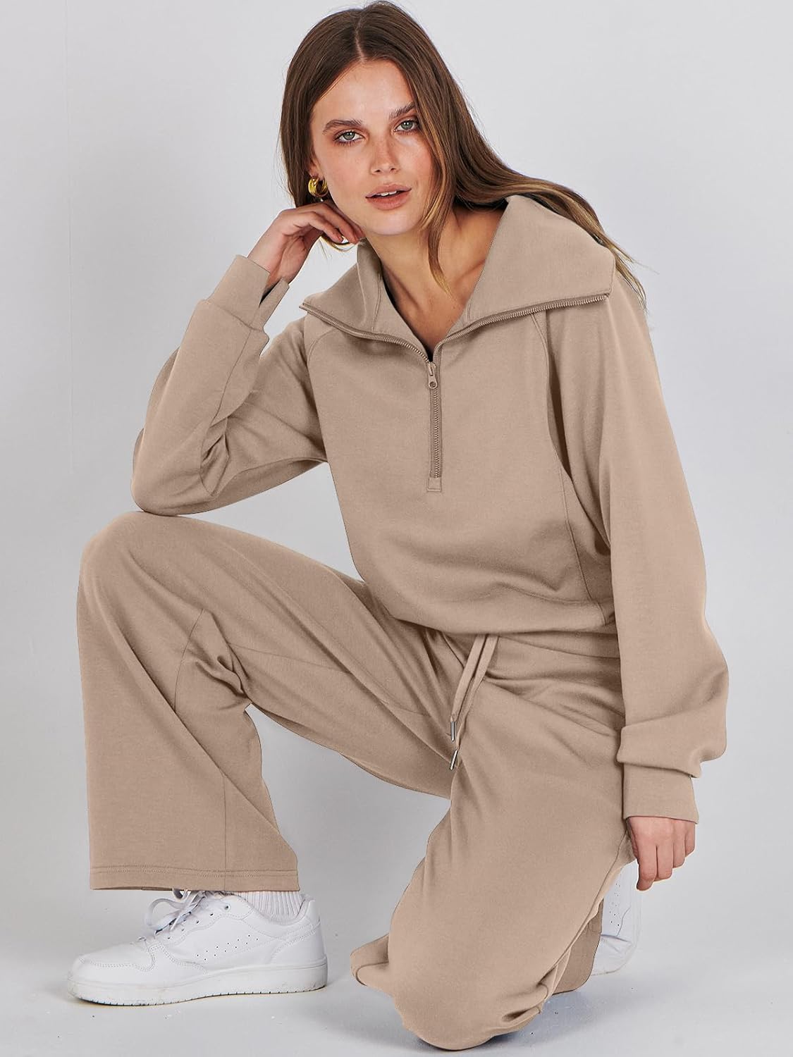 Women Outfits Sweatsuit Sweatshirt Sweatpant Tracksuit Sweat Lounge Matching Set - Picture 39 of 211