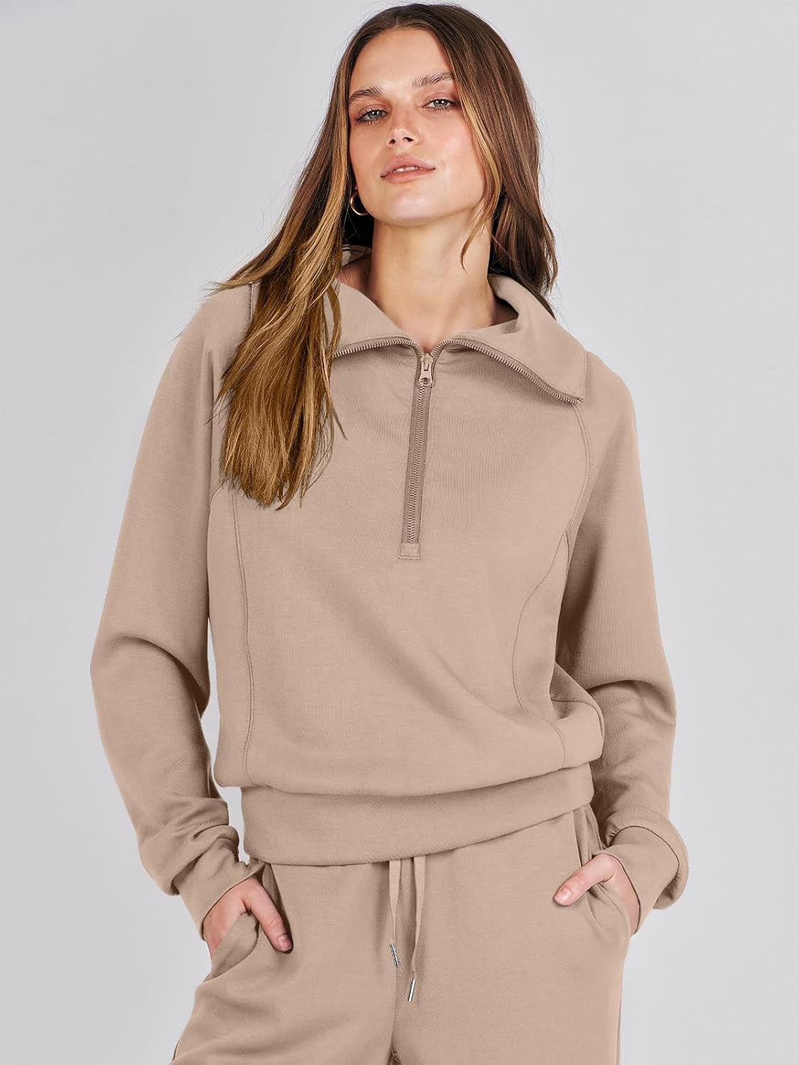 Women Outfits Sweatsuit Sweatshirt Sweatpant Tracksuit Sweat Lounge Matching Set - Picture 40 of 211
