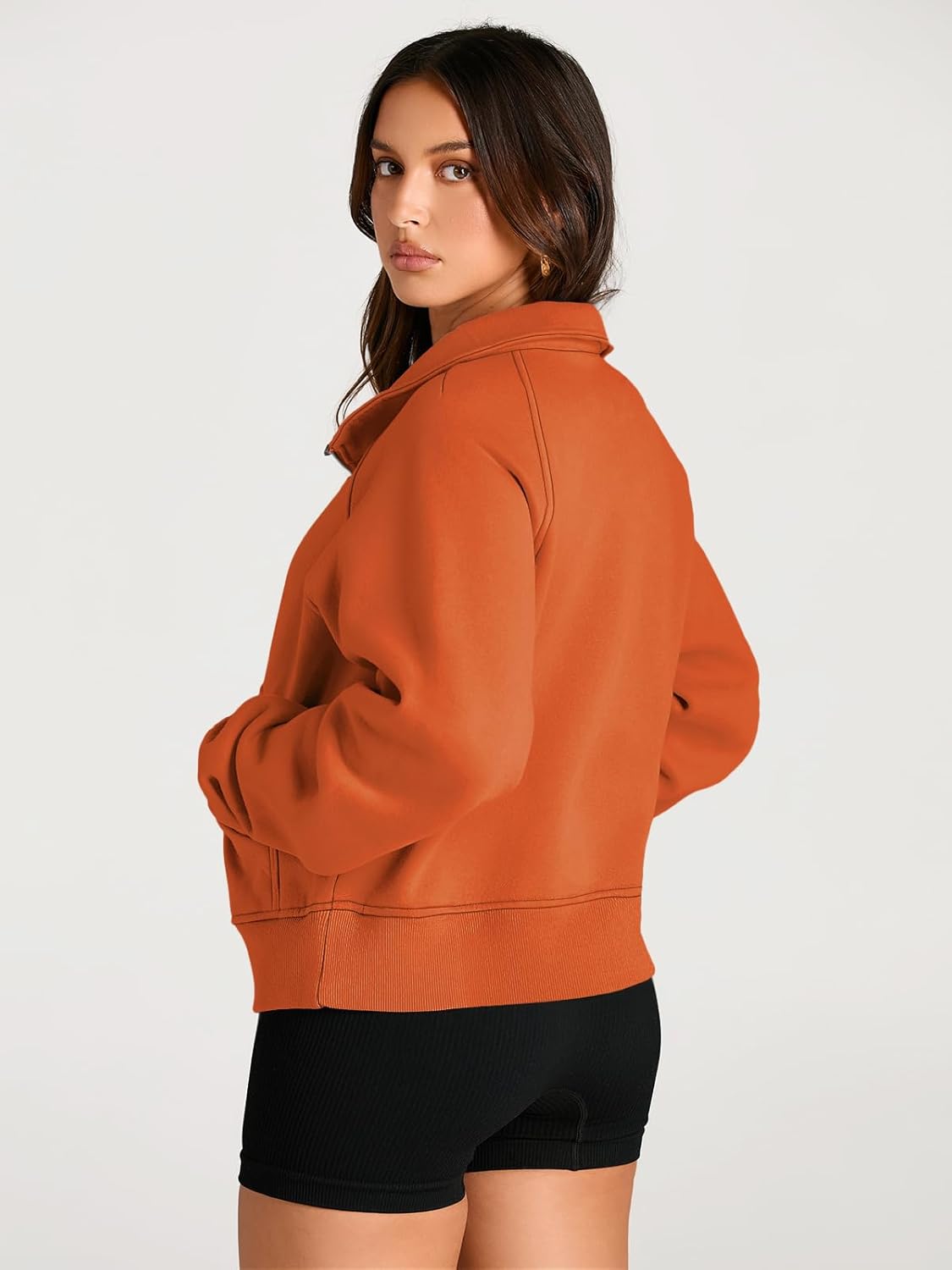 Womens Sweatshirts Half Zip Cropped Pullover Fleece Hoodies Outfits Clothes - Picture 149 of 216