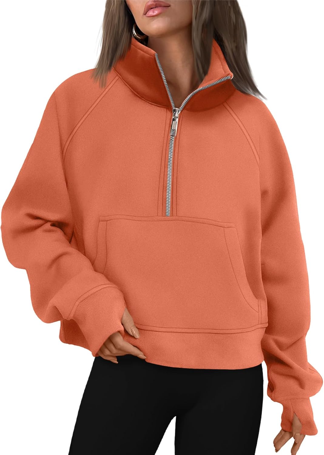 Womens Sweatshirts Half Zip Cropped Pullover Fleece Hoodies Outfits Clothes - Picture 151 of 216