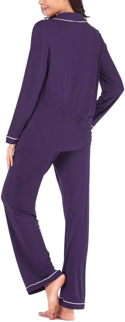 Women's Pajama Sets Long Sleeve Button Down Sleepwear Nightwear Soft Lounge Sets - Picture 60 of 169
