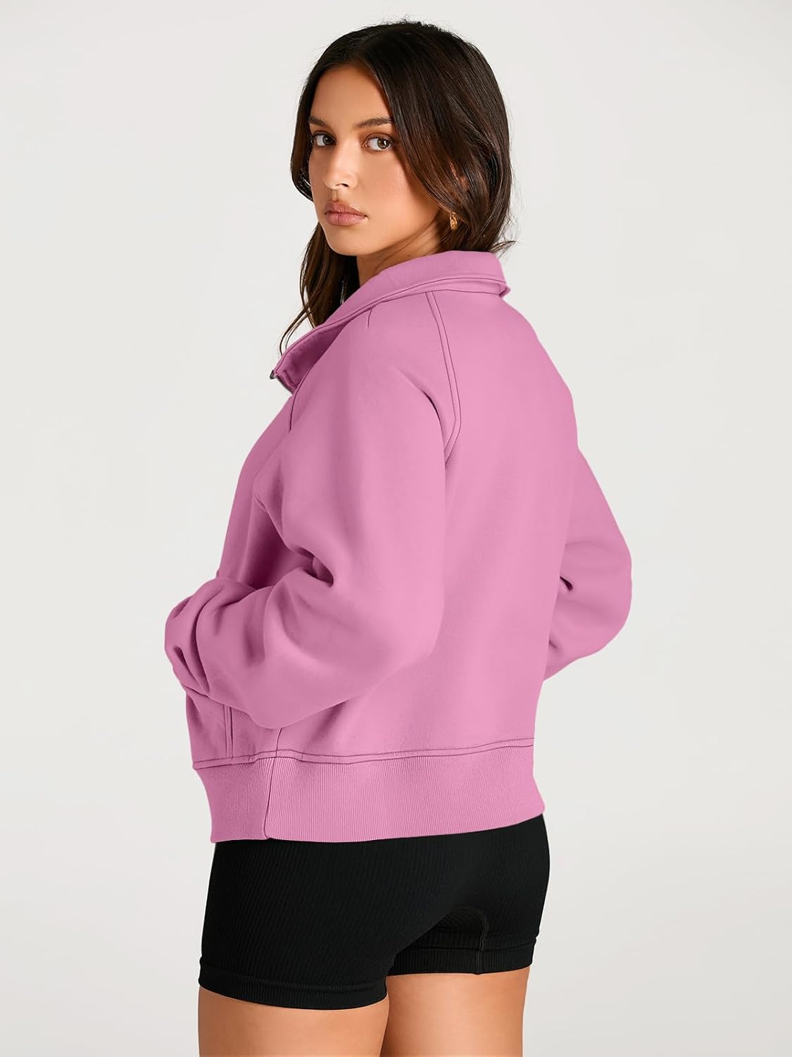 Womens Sweatshirts Half Zip Cropped Pullover Fleece Hoodies Outfits Clothes - Picture 161 of 216