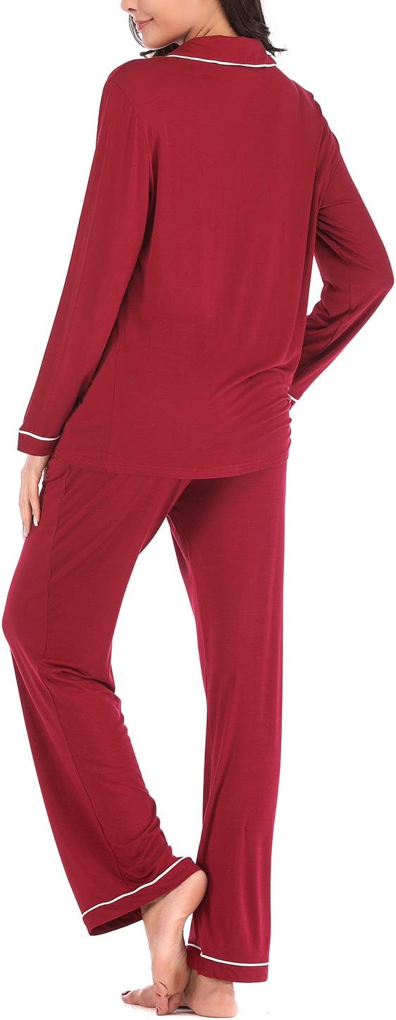 Women's Pajama Sets Long Sleeve Button Down Sleepwear Nightwear Soft Lounge Sets - Picture 66 of 169