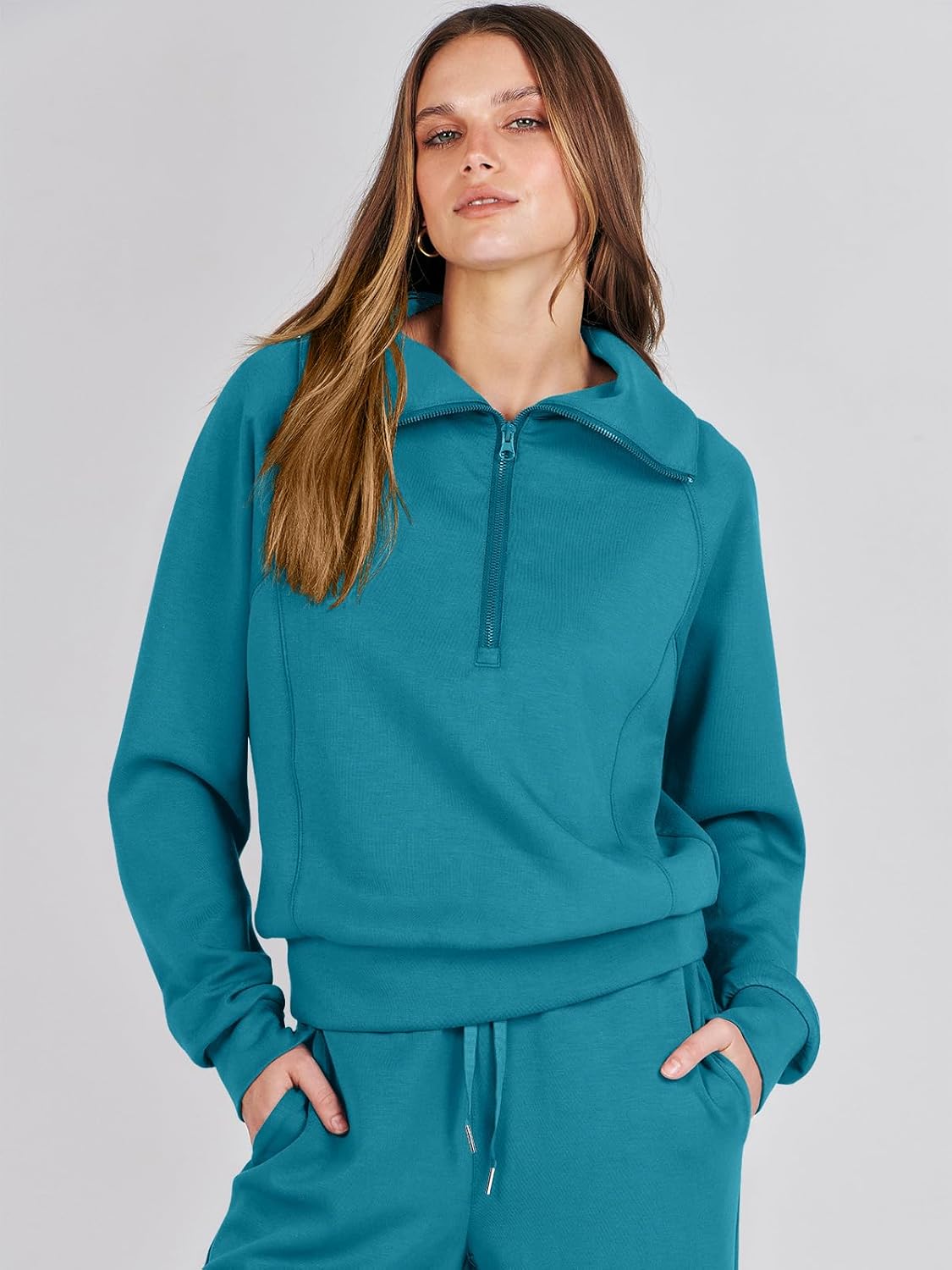 Women Outfits Sweatsuit Sweatshirt Sweatpant Tracksuit Sweat Lounge Matching Set - Picture 58 of 211