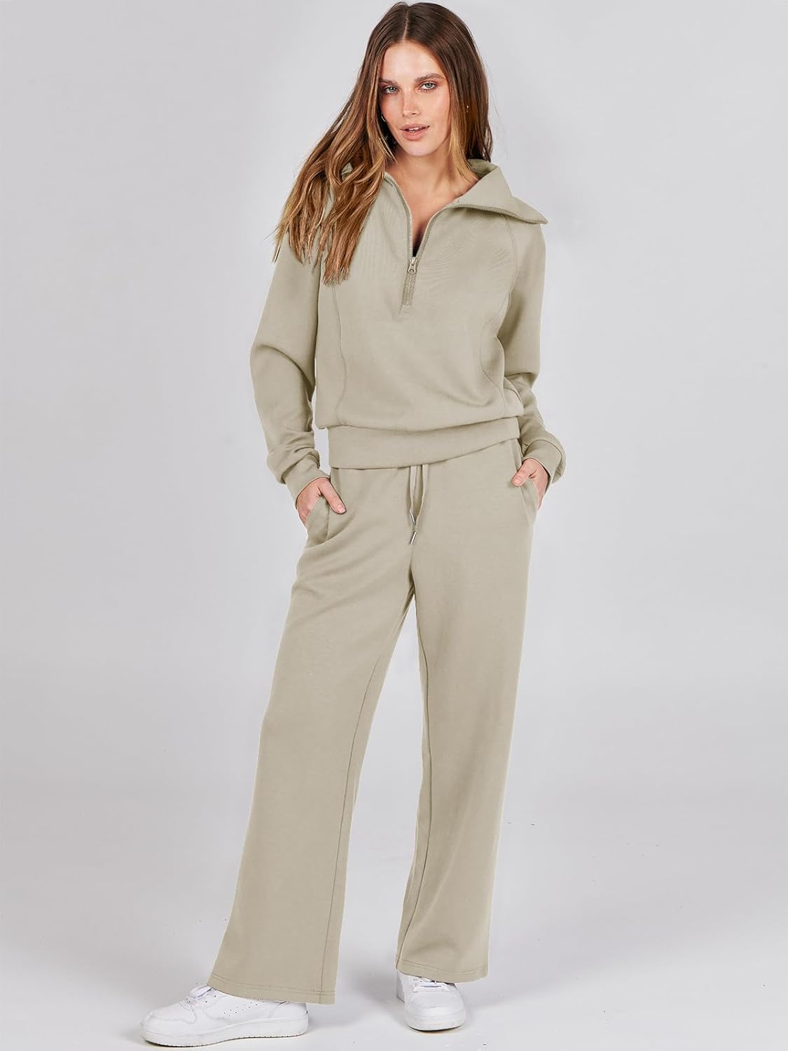 Women Outfits Sweatsuit Sweatshirt Sweatpant Tracksuit Sweat Lounge Matching Set - Picture 70 of 211