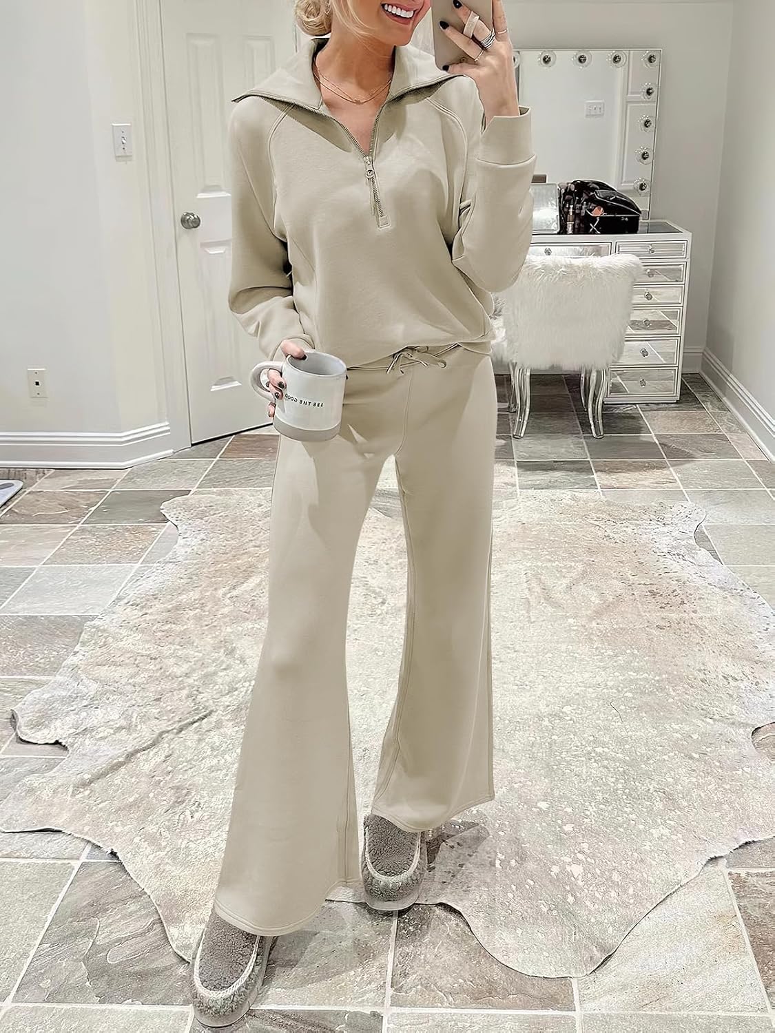 Women Outfits Sweatsuit Sweatshirt Sweatpant Tracksuit Sweat Lounge Matching Set - Picture 77 of 211