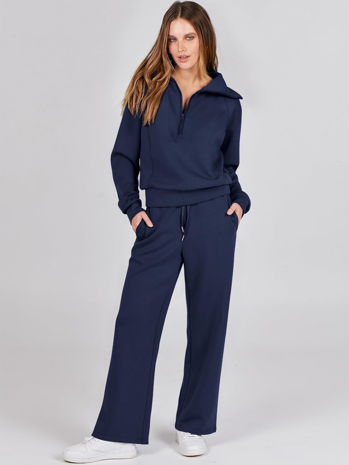 Women Outfits Sweatsuit Sweatshirt Sweatpant Tracksuit Sweat Lounge Matching Set - Picture 79 of 211