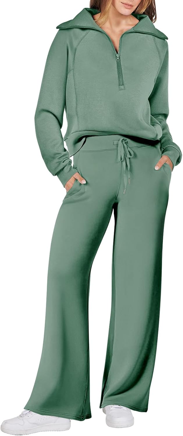 Women Outfits Sweatsuit Sweatshirt Sweatpant Tracksuit Sweat Lounge Matching Set - Picture 96 of 211
