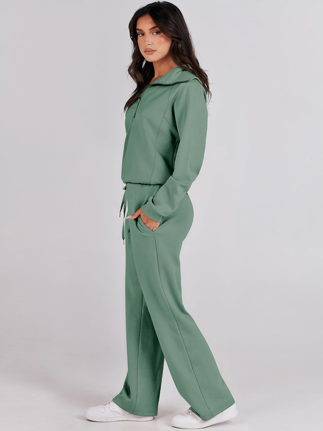 Women Outfits Sweatsuit Sweatshirt Sweatpant Tracksuit Sweat Lounge Matching Set - Picture 98 of 211