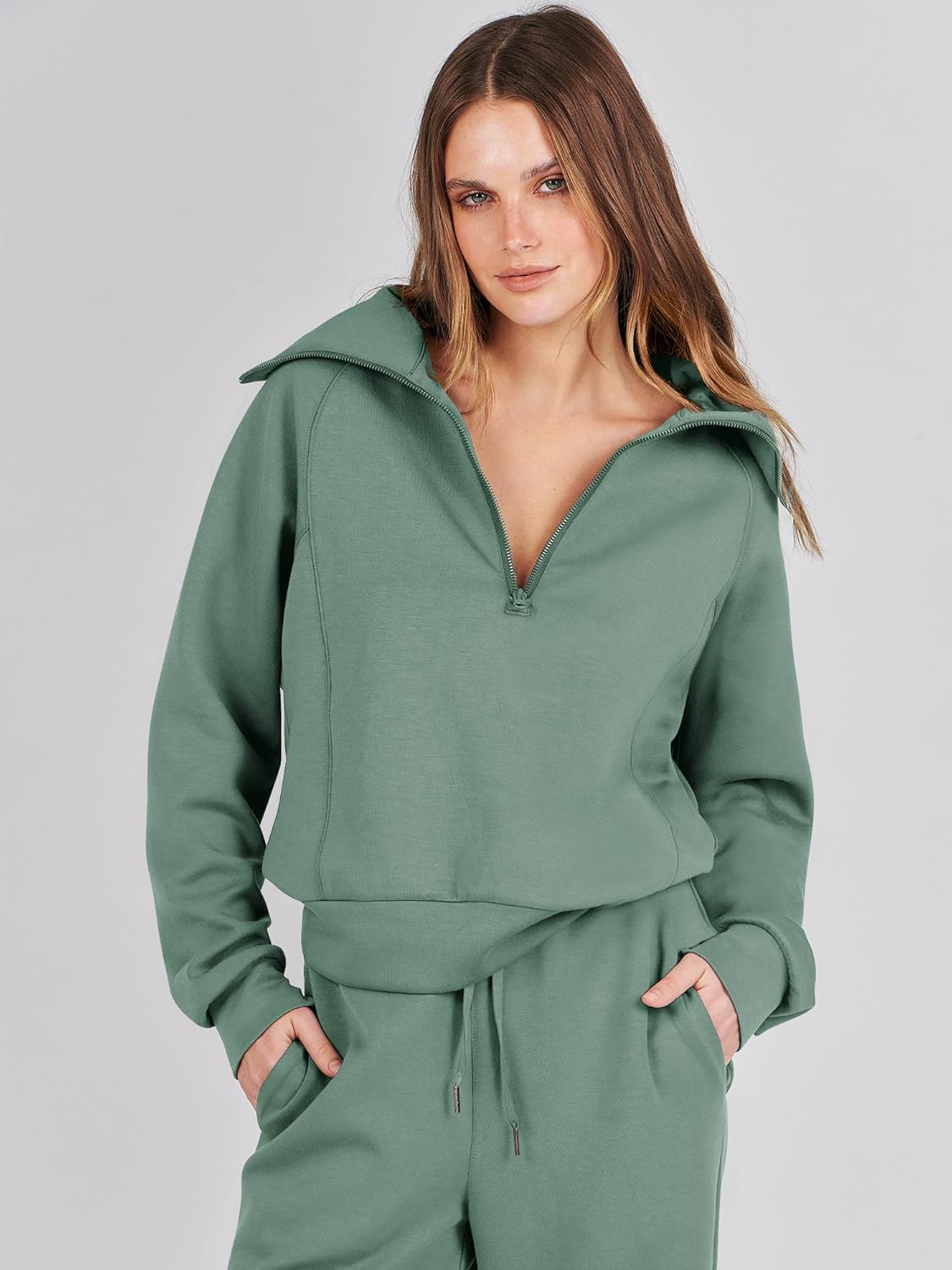 Women Outfits Sweatsuit Sweatshirt Sweatpant Tracksuit Sweat Lounge Matching Set - Picture 100 of 211