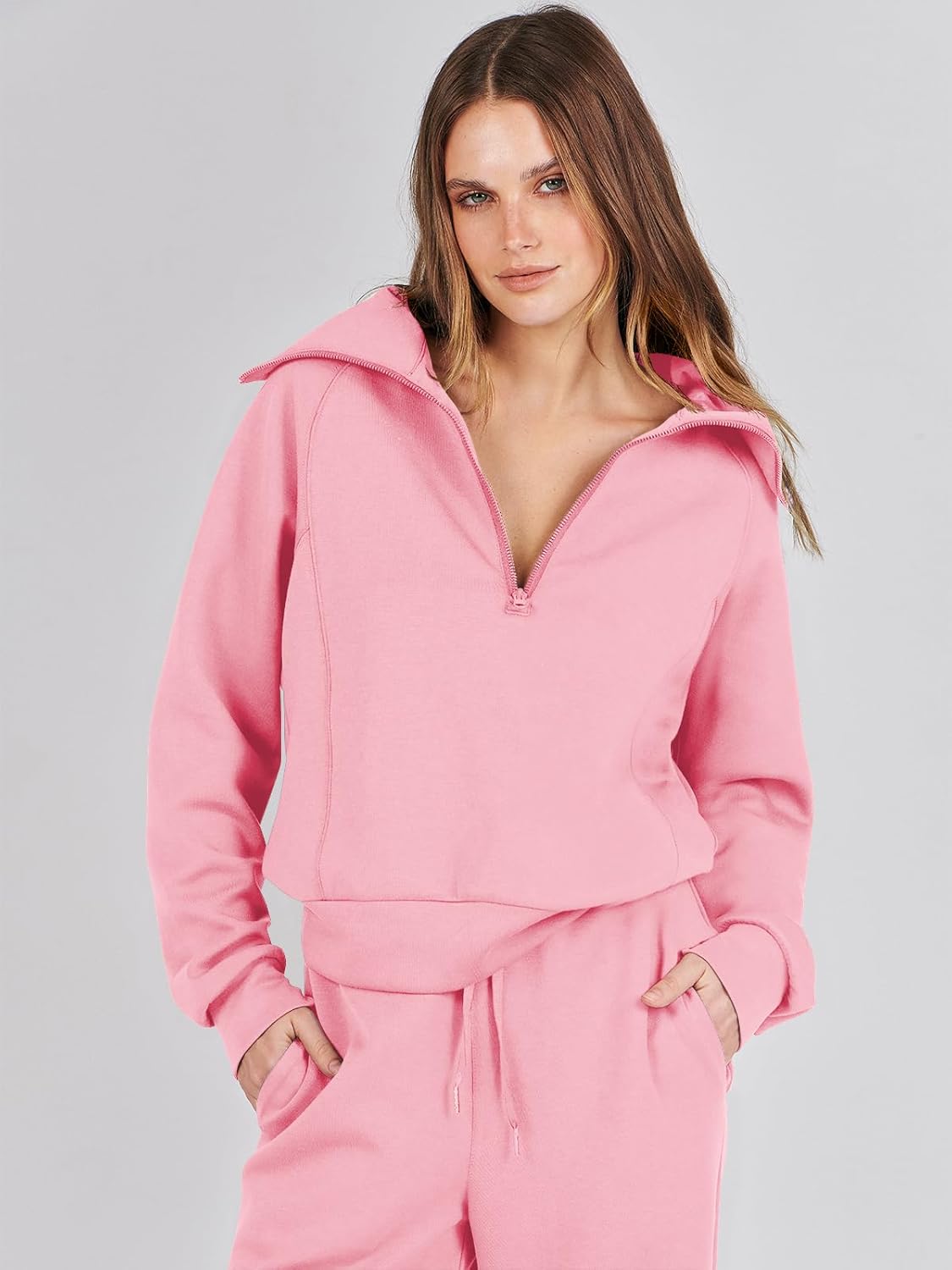 Women Outfits Sweatsuit Sweatshirt Sweatpant Tracksuit Sweat Lounge Matching Set - Picture 108 of 211