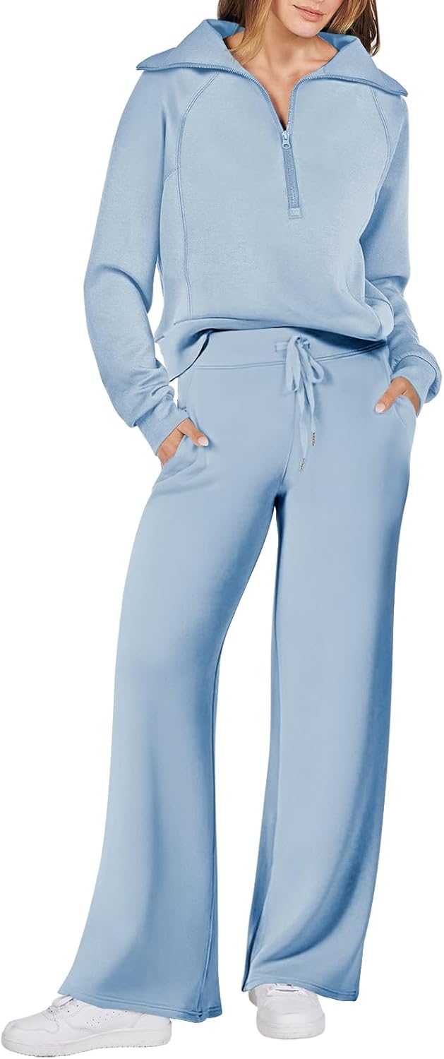 Women Outfits Sweatsuit Sweatshirt Sweatpant Tracksuit Sweat Lounge Matching Set - Picture 113 of 211