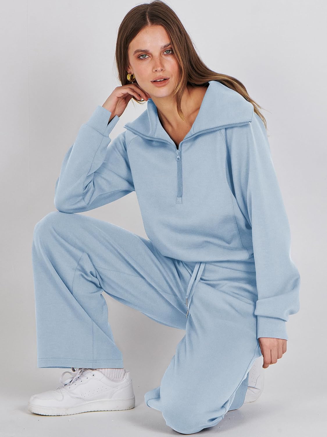 Women Outfits Sweatsuit Sweatshirt Sweatpant Tracksuit Sweat Lounge Matching Set - Picture 119 of 211