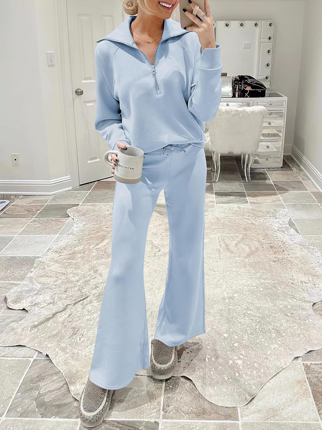 Women Outfits Sweatsuit Sweatshirt Sweatpant Tracksuit Sweat Lounge Matching Set - Picture 121 of 211