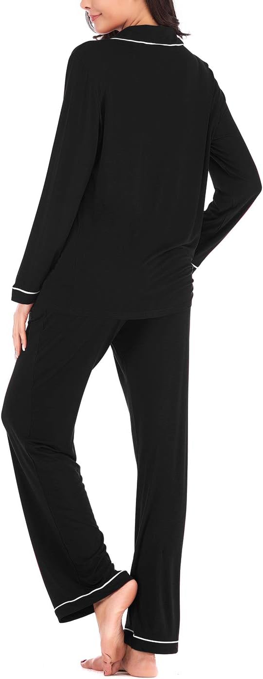 Women's Pajama Sets Long Sleeve Button Down Sleepwear Nightwear Soft Lounge Sets - Picture 102 of 169