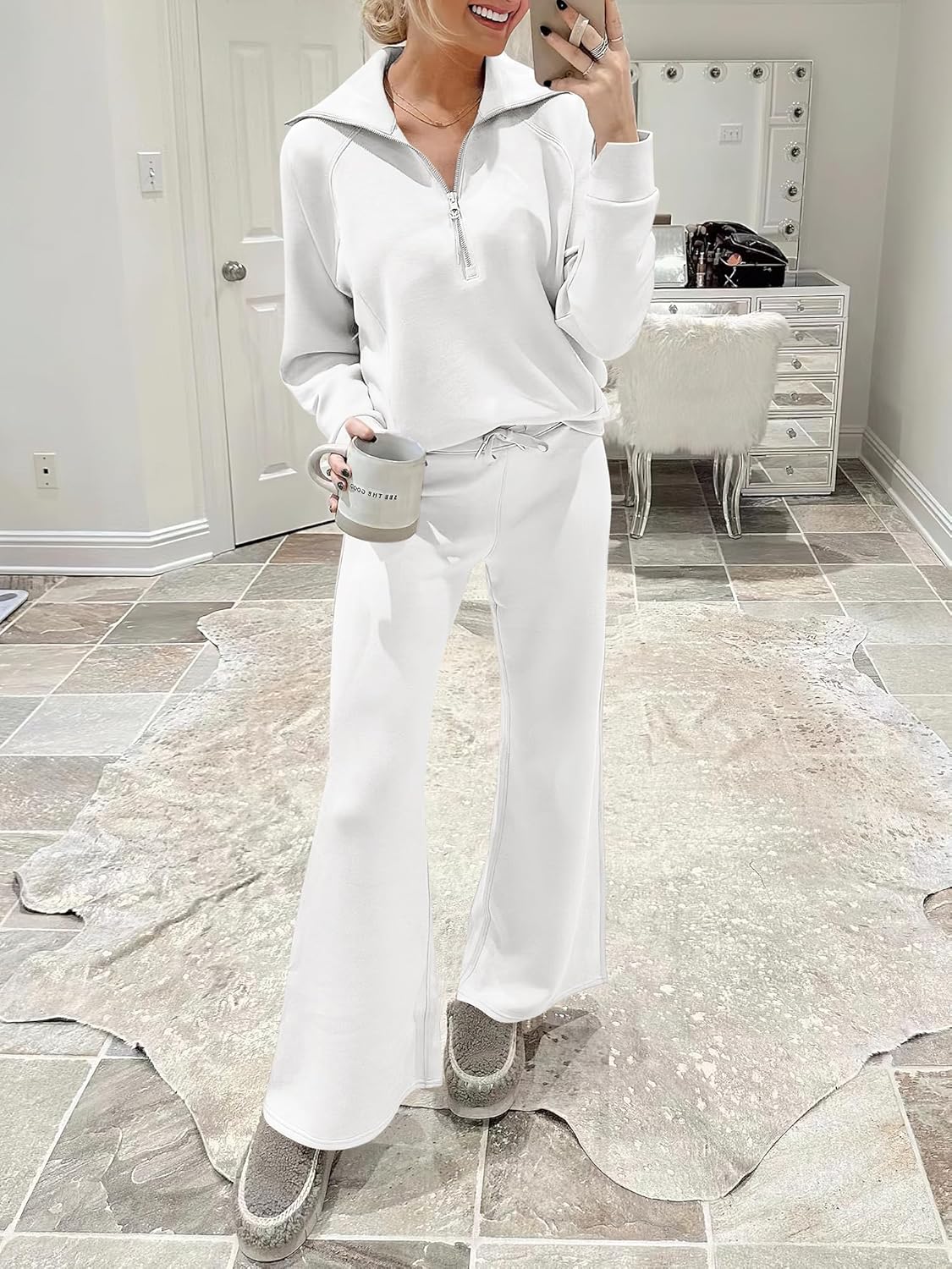 Women Outfits Sweatsuit Sweatshirt Sweatpant Tracksuit Sweat Lounge Matching Set - Picture 130 of 211