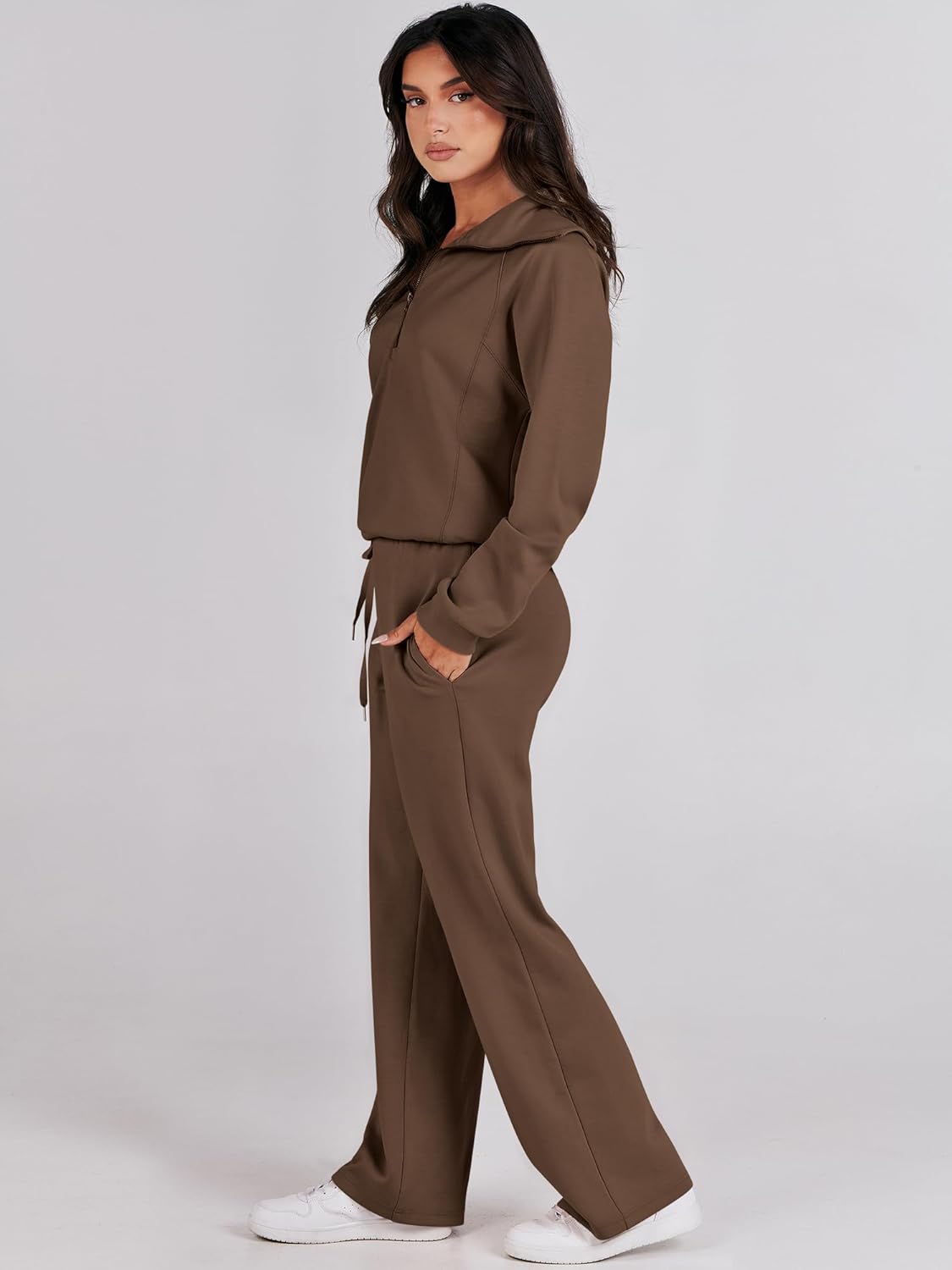 Women Outfits Sweatsuit Sweatshirt Sweatpant Tracksuit Sweat Lounge Matching Set - Picture 133 of 211