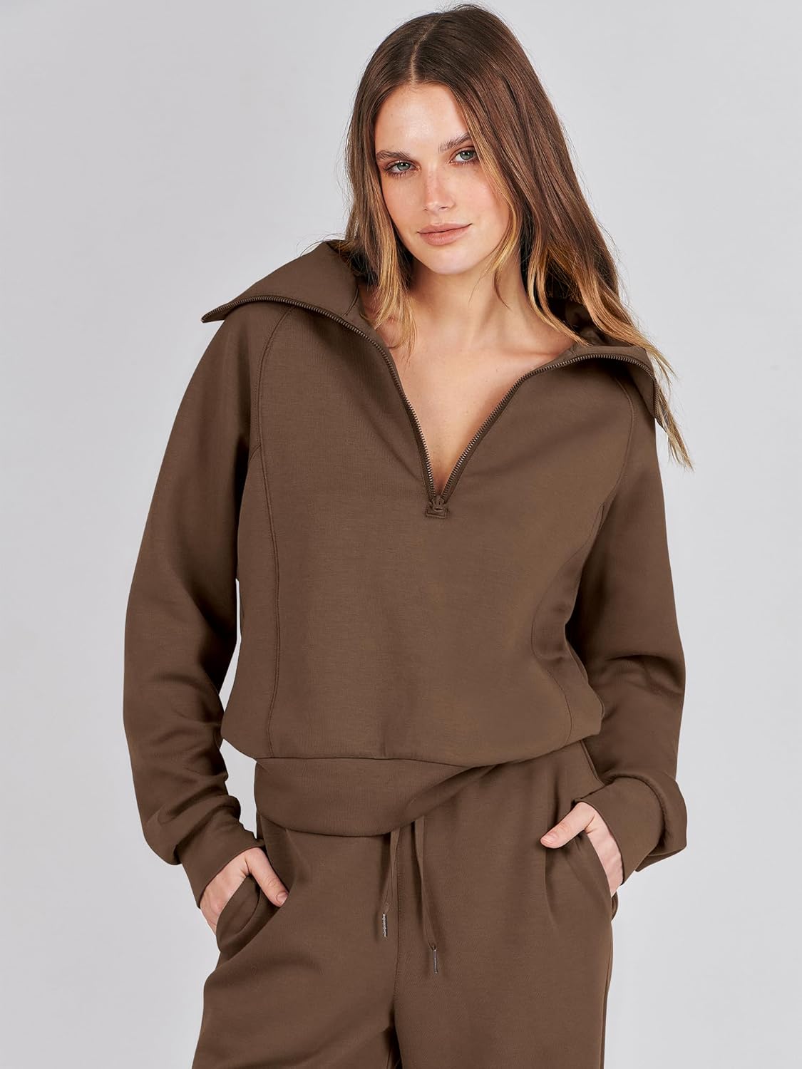 Women Outfits Sweatsuit Sweatshirt Sweatpant Tracksuit Sweat Lounge Matching Set - Picture 135 of 211