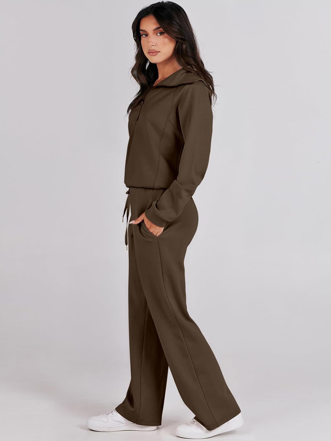 Women Outfits Sweatsuit Sweatshirt Sweatpant Tracksuit Sweat Lounge Matching Set - Picture 142 of 211