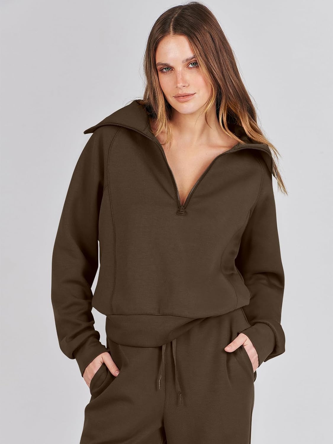 Women Outfits Sweatsuit Sweatshirt Sweatpant Tracksuit Sweat Lounge Matching Set - Picture 144 of 211
