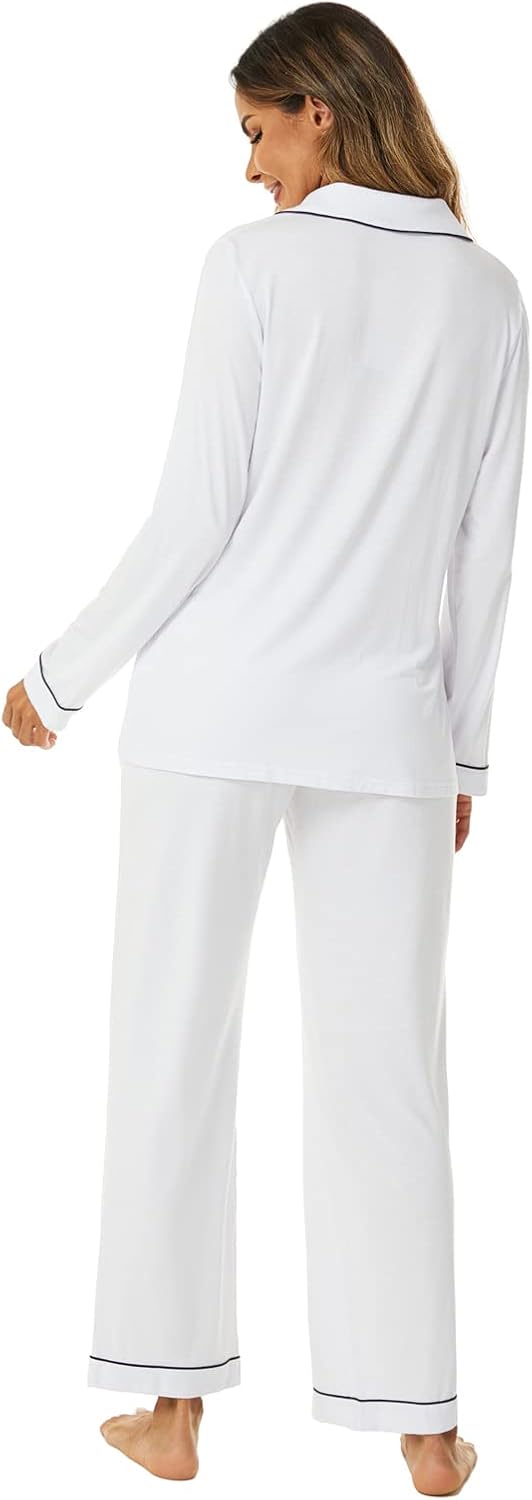 Women's Pajama Sets Long Sleeve Button Down Sleepwear Nightwear Soft Lounge Sets - Picture 118 of 169