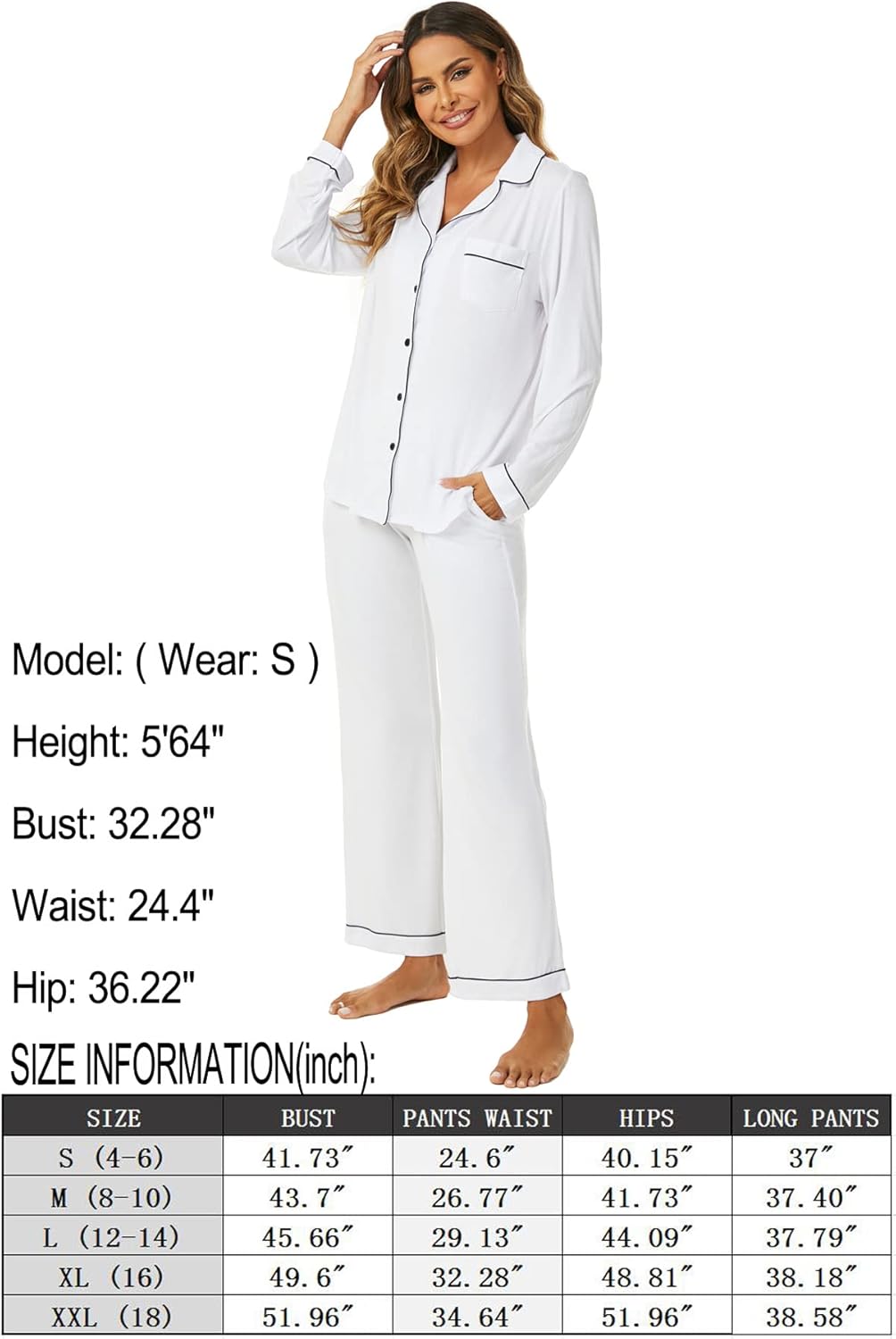 Women's Pajama Sets Long Sleeve Button Down Sleepwear Nightwear Soft Lounge Sets - Picture 119 of 169