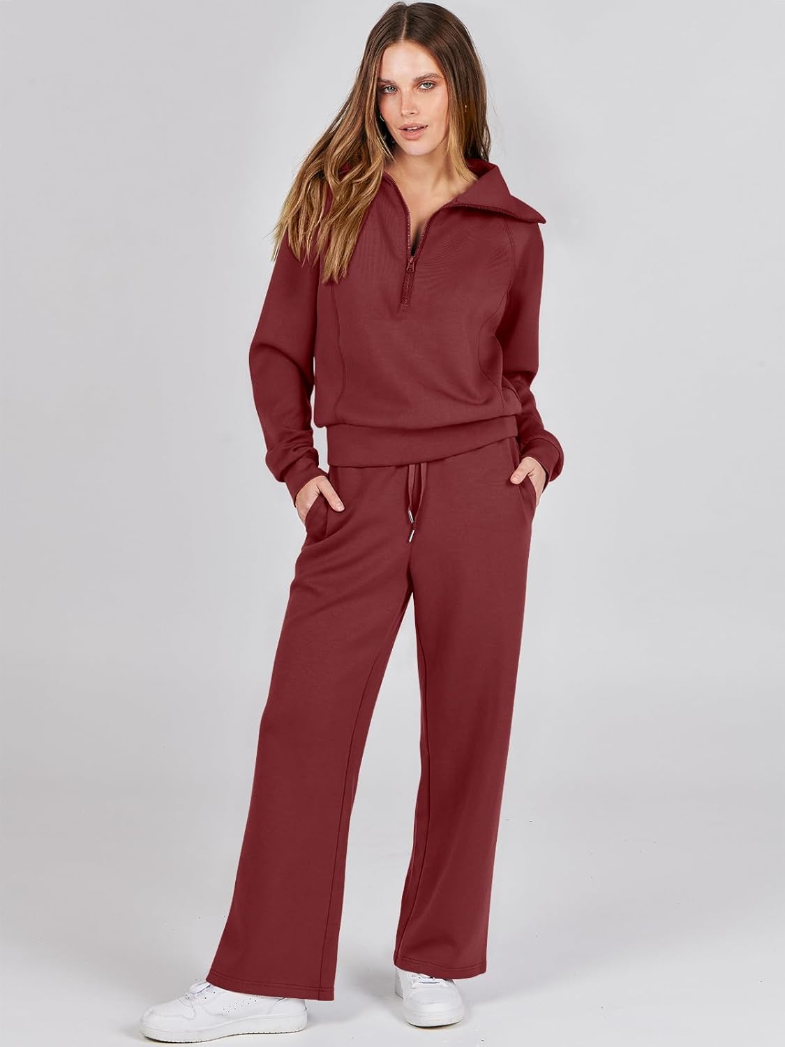 Women Outfits Sweatsuit Sweatshirt Sweatpant Tracksuit Sweat Lounge Matching Set - Picture 150 of 211