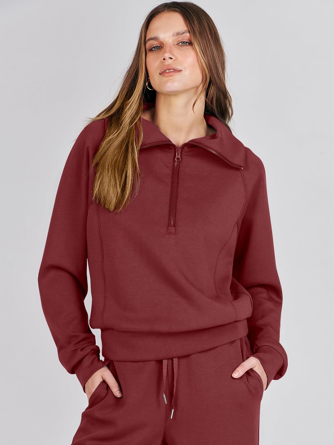 Women Outfits Sweatsuit Sweatshirt Sweatpant Tracksuit Sweat Lounge Matching Set - Picture 156 of 211