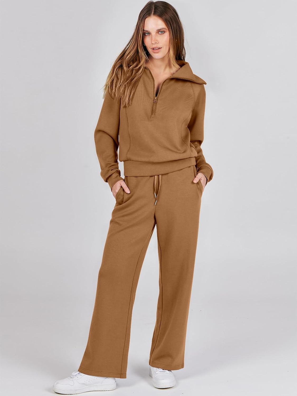 Women Outfits Sweatsuit Sweatshirt Sweatpant Tracksuit Sweat Lounge Matching Set - Picture 159 of 211