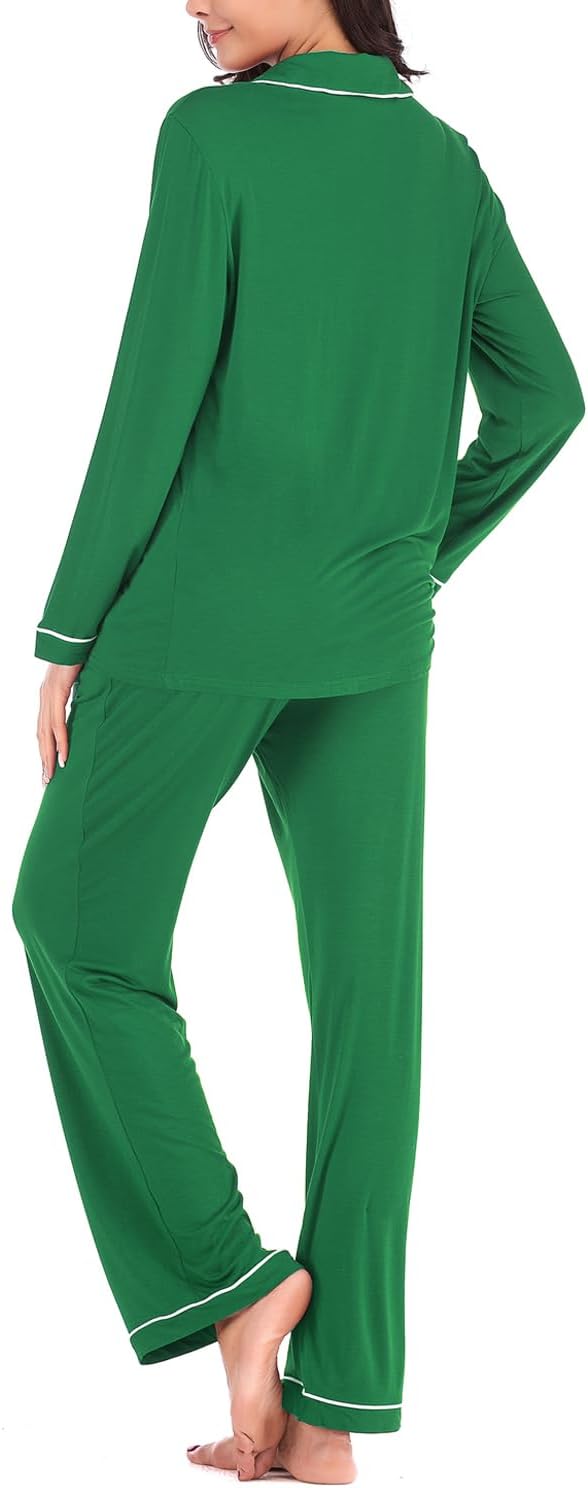 Women's Pajama Sets Long Sleeve Button Down Sleepwear Nightwear Soft Lounge Sets - Picture 130 of 169