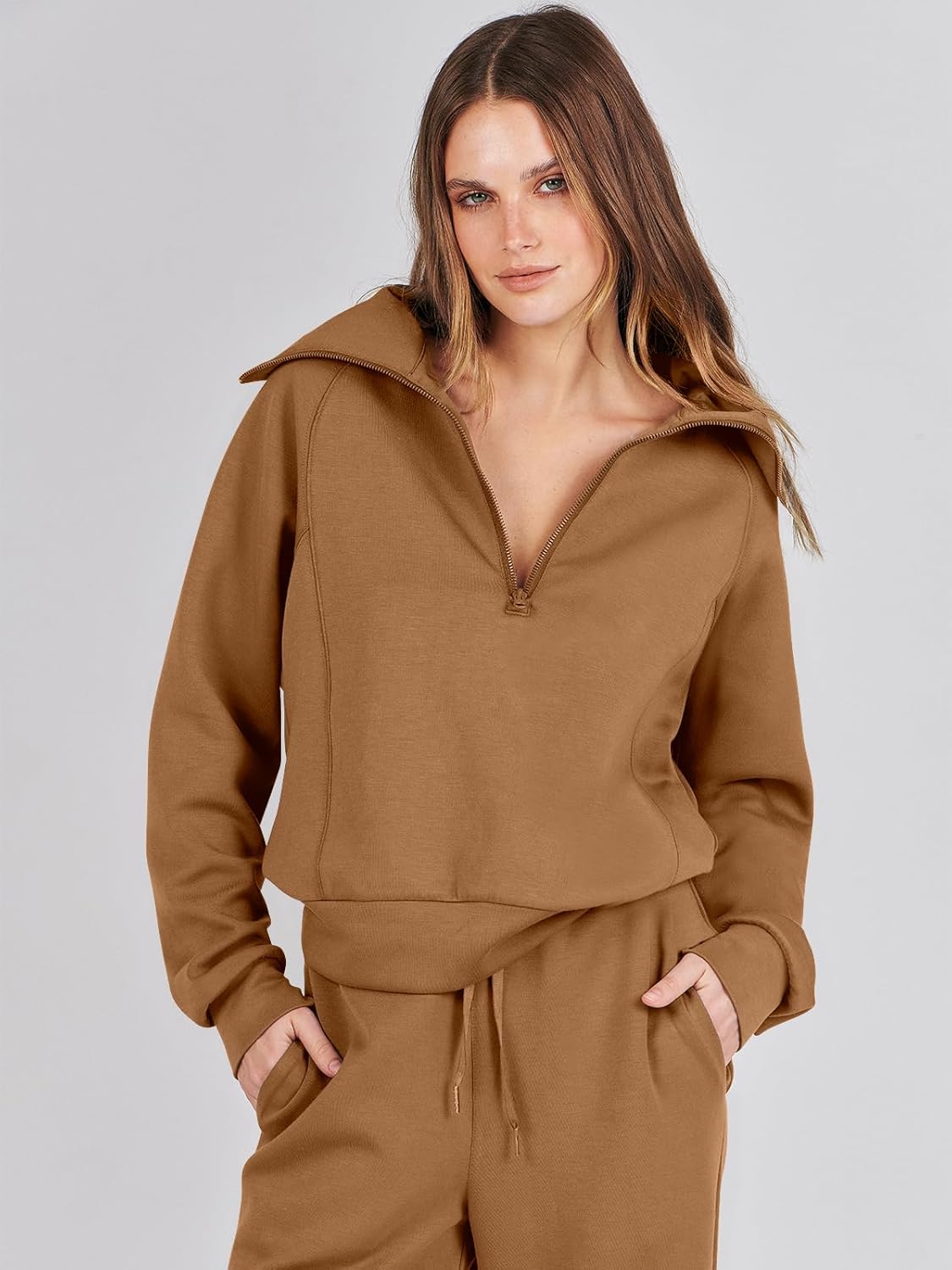 Women Outfits Sweatsuit Sweatshirt Sweatpant Tracksuit Sweat Lounge Matching Set - Picture 162 of 211