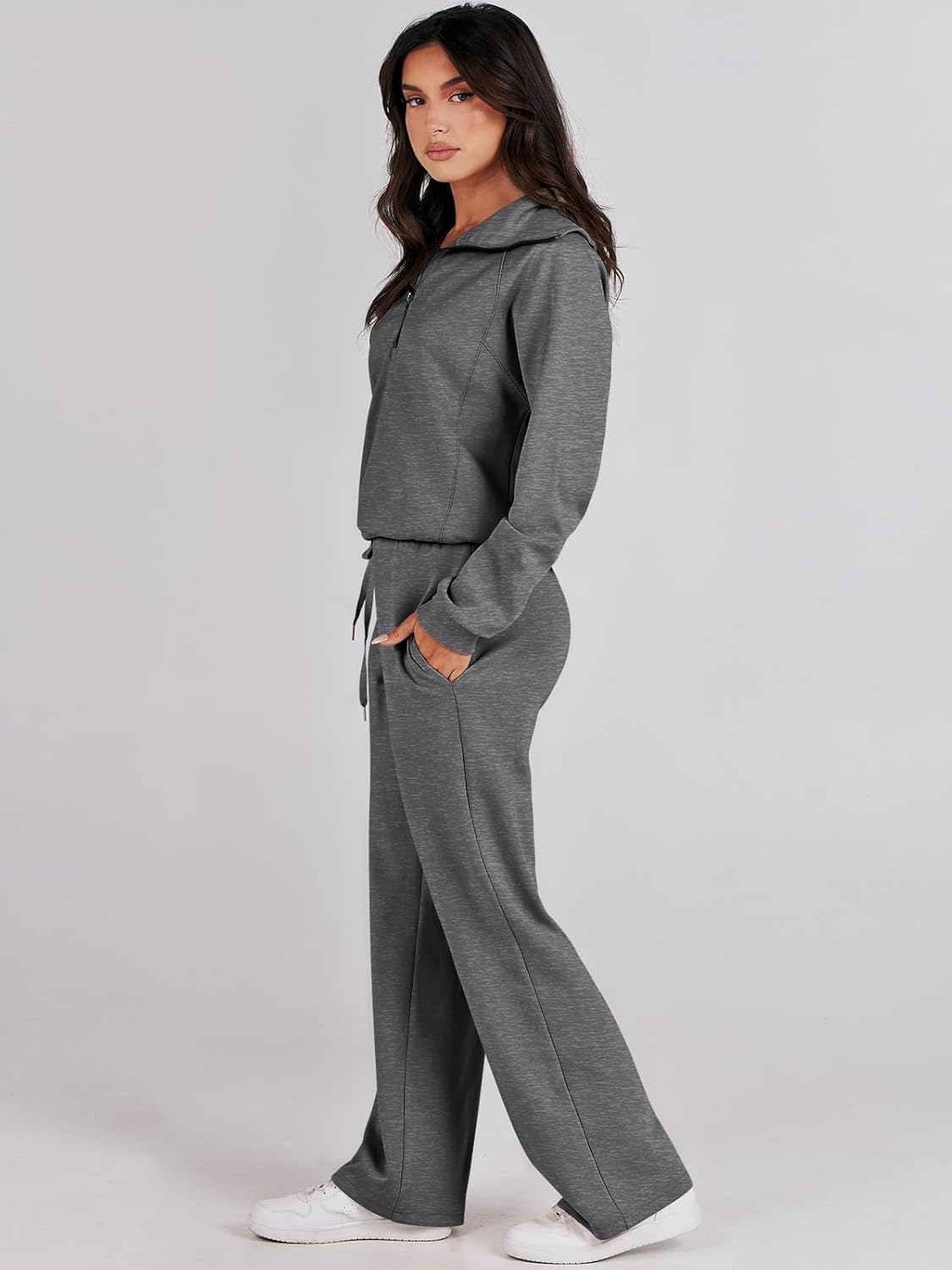 Women Outfits Sweatsuit Sweatshirt Sweatpant Tracksuit Sweat Lounge Matching Set - Picture 169 of 211