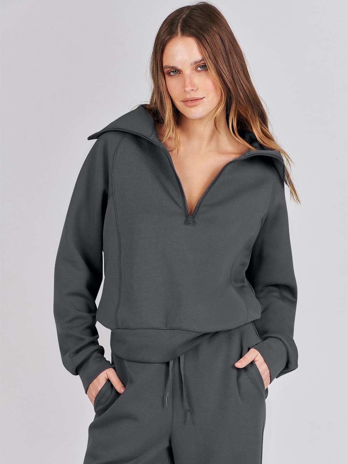 Women Outfits Sweatsuit Sweatshirt Sweatpant Tracksuit Sweat Lounge Matching Set - Picture 180 of 211