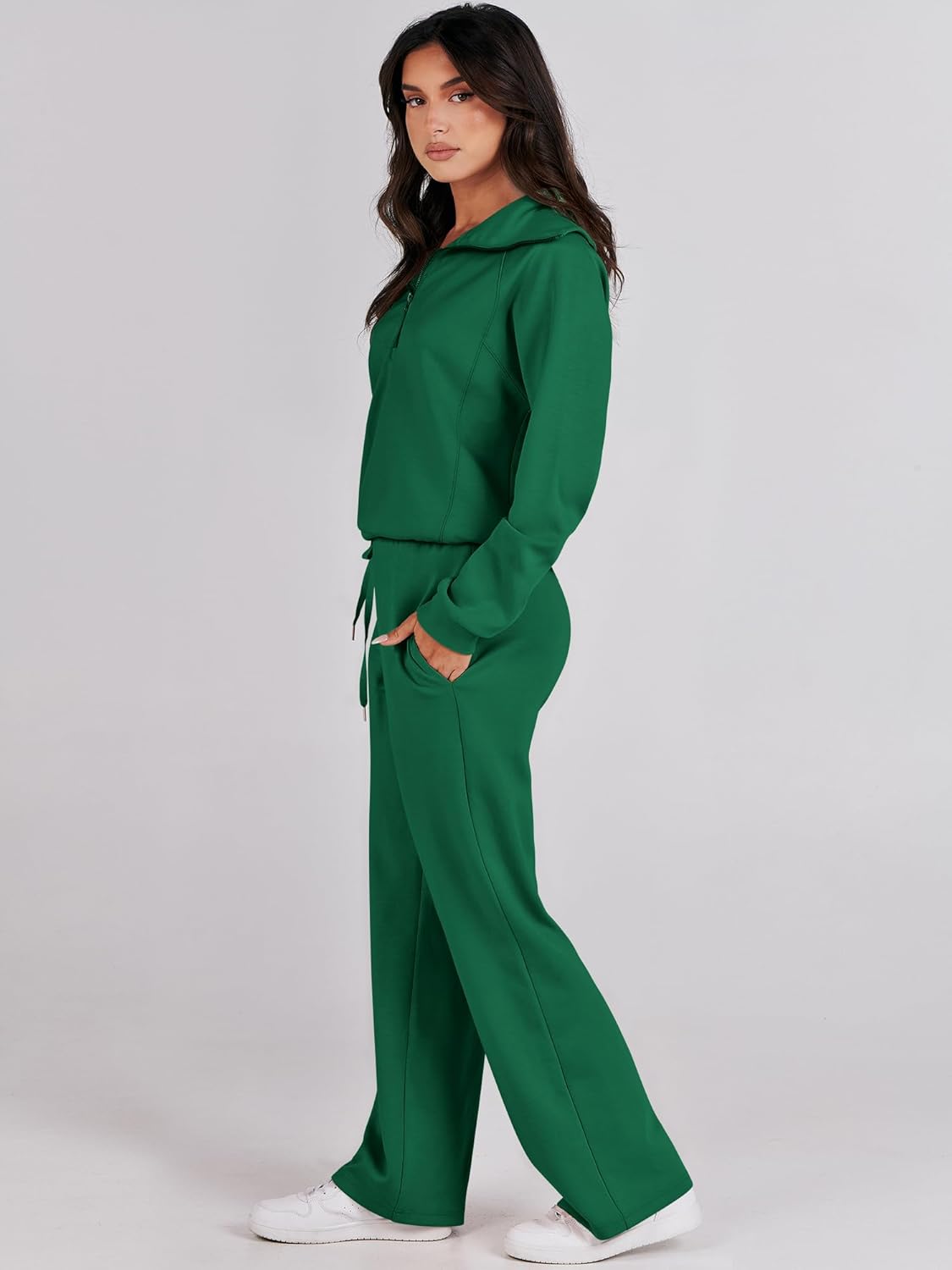 Women Outfits Sweatsuit Sweatshirt Sweatpant Tracksuit Sweat Lounge Matching Set - Picture 187 of 211