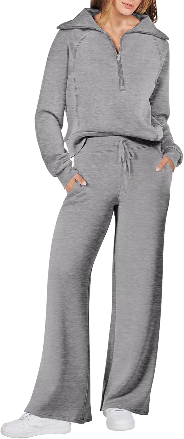 Women Outfits Sweatsuit Sweatshirt Sweatpant Tracksuit Sweat Lounge Matching Set - Picture 194 of 211