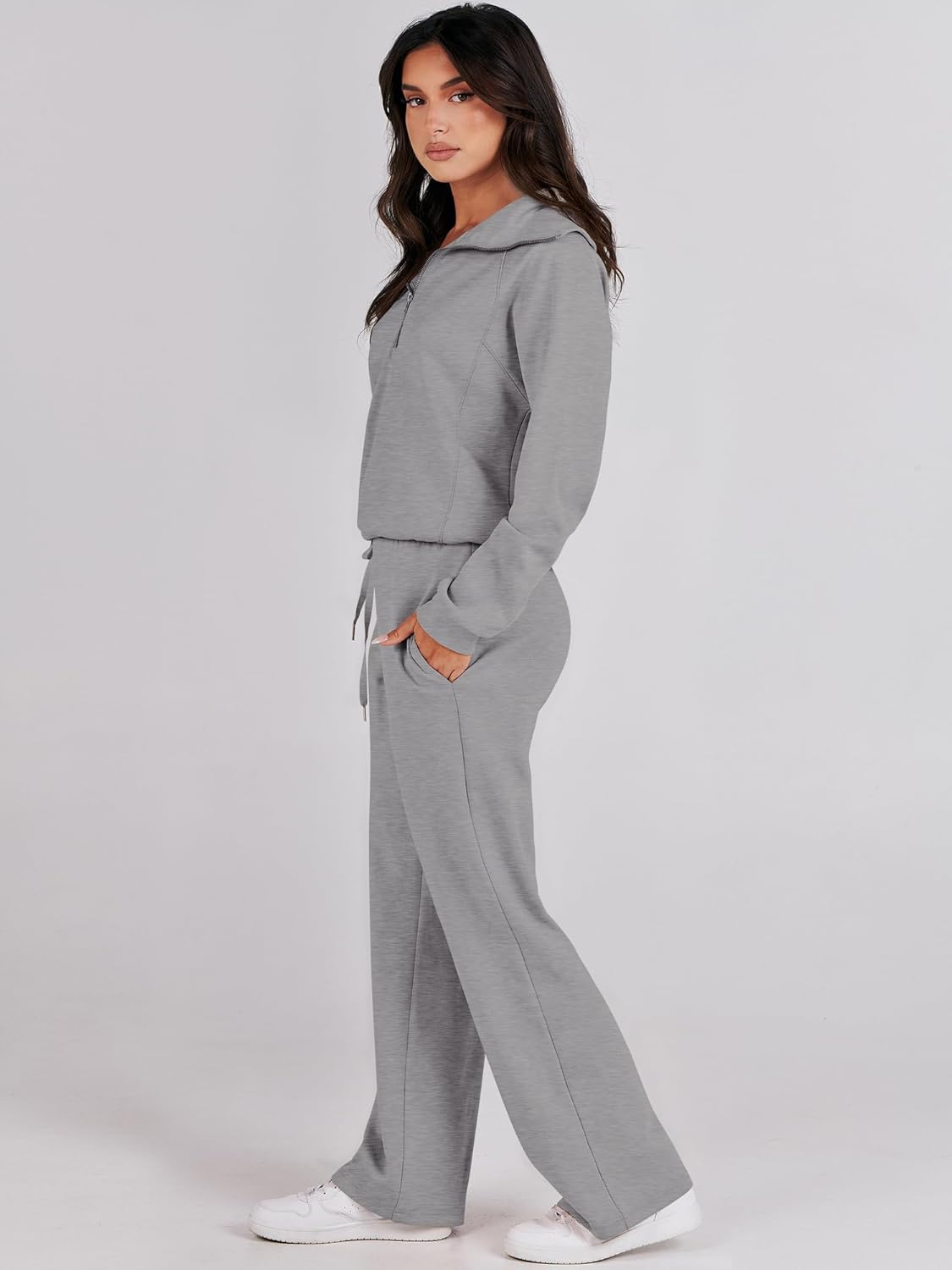 Women Outfits Sweatsuit Sweatshirt Sweatpant Tracksuit Sweat Lounge Matching Set - Picture 196 of 211
