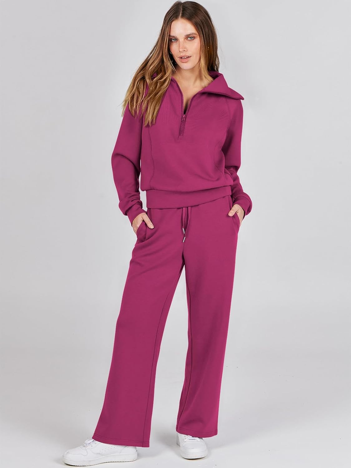 Women Outfits Sweatsuit Sweatshirt Sweatpant Tracksuit Sweat Lounge Matching Set - Picture 204 of 211