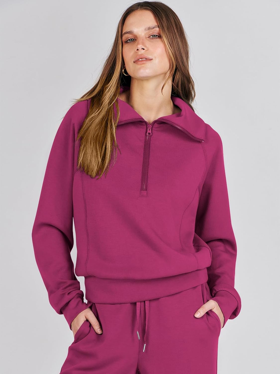 Women Outfits Sweatsuit Sweatshirt Sweatpant Tracksuit Sweat Lounge Matching Set - Picture 210 of 211