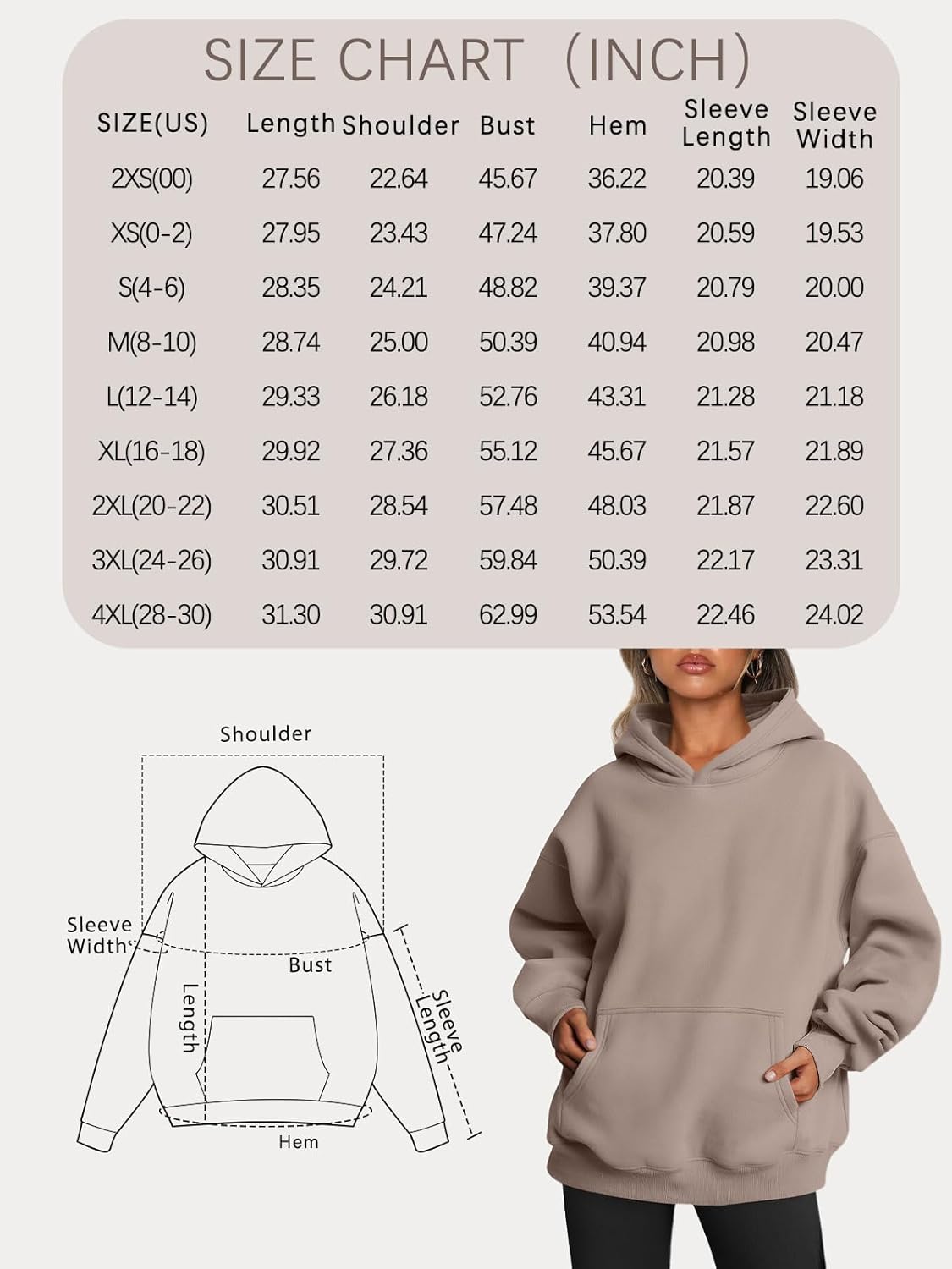 Women's Fleece Oversized Hoodie - Cozy Pullover Sweatshirt for Cold Weather - Picture 30 of 345
