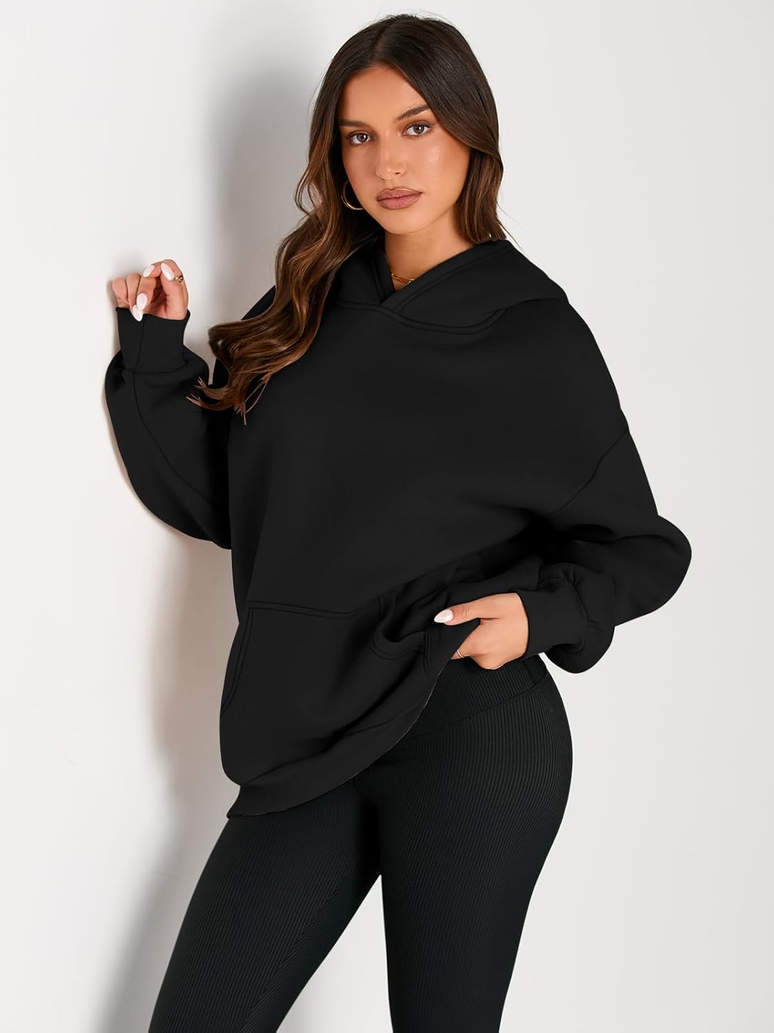 Women's Fleece Oversized Hoodie - Cozy Pullover Sweatshirt for Cold Weather - Picture 25 of 345