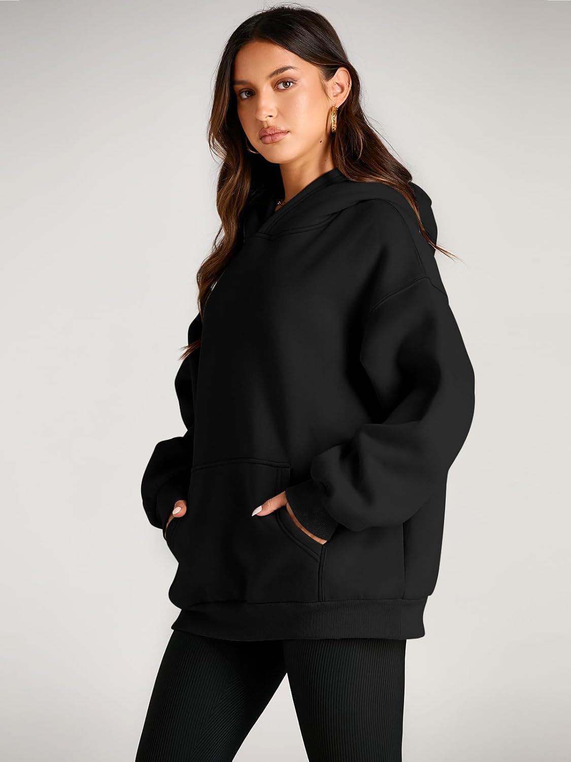 Women's Fleece Oversized Hoodie - Cozy Pullover Sweatshirt for Cold Weather - Picture 26 of 345