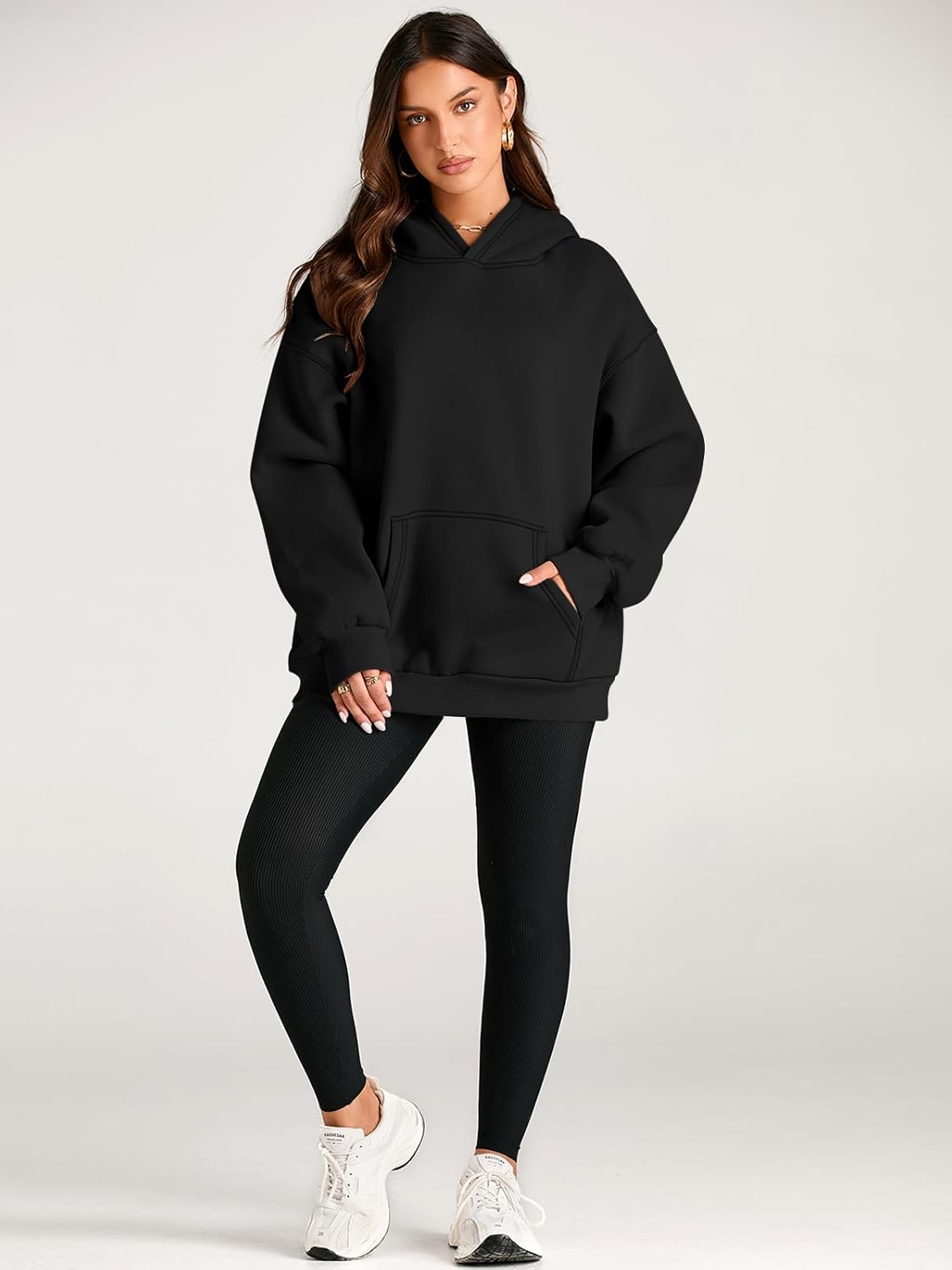 Women's Fleece Oversized Hoodie - Cozy Pullover Sweatshirt for Cold Weather - Picture 28 of 345