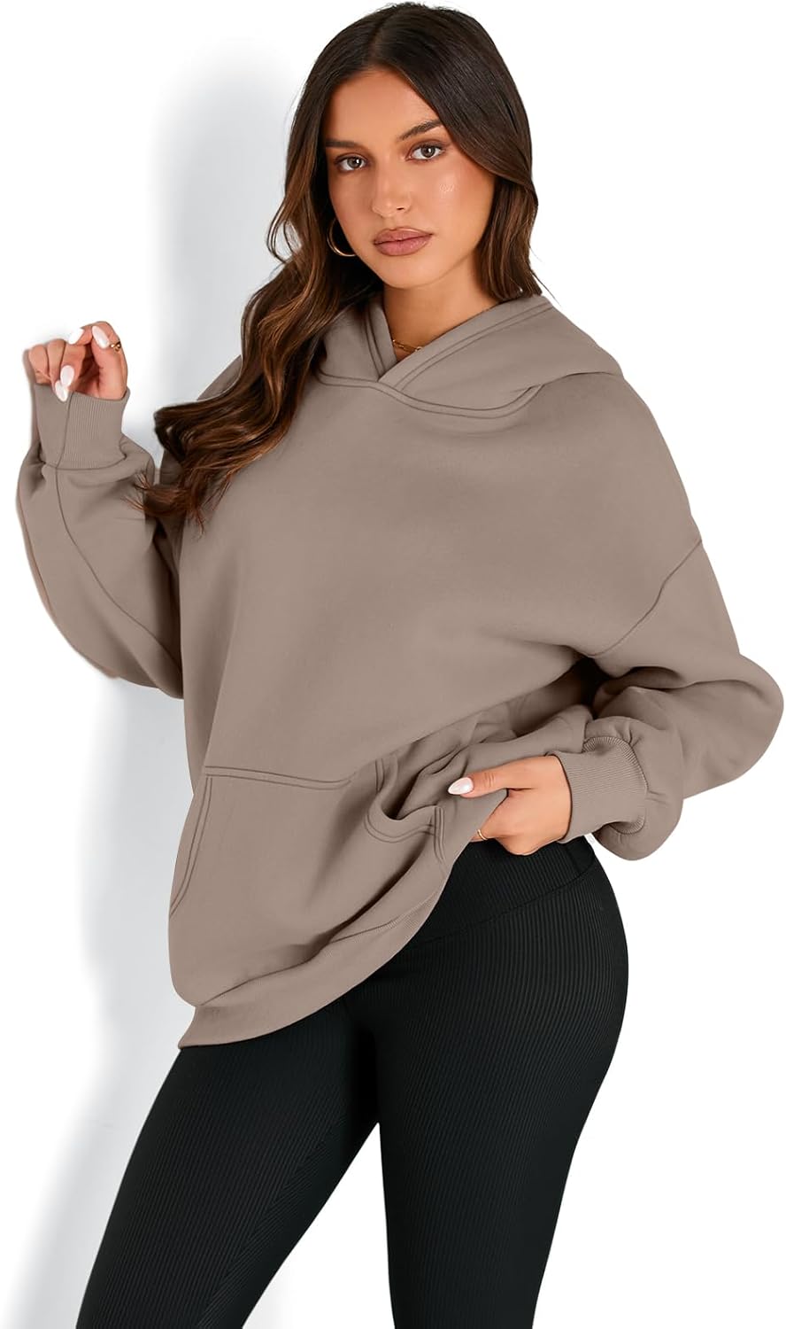 Women's Fleece Oversized Hoodie - Cozy Pullover Sweatshirt for Cold Weather - Picture 39 of 345