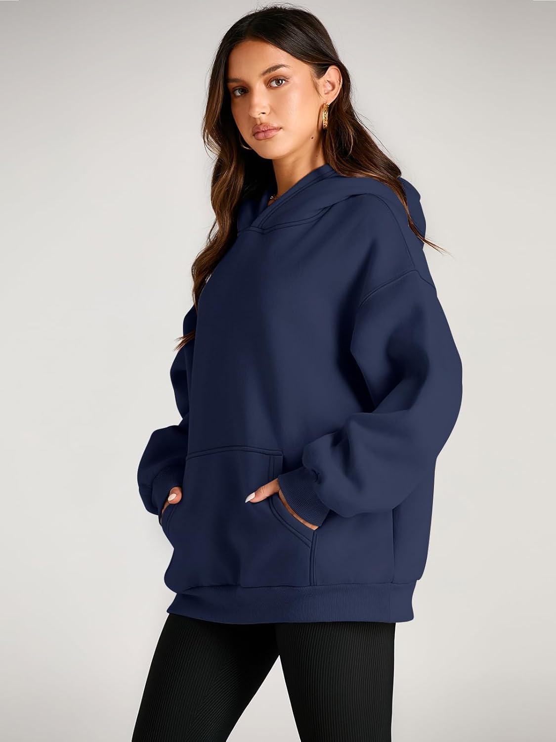 Women's Fleece Oversized Hoodie - Cozy Pullover Sweatshirt for Cold Weather - Picture 61 of 345